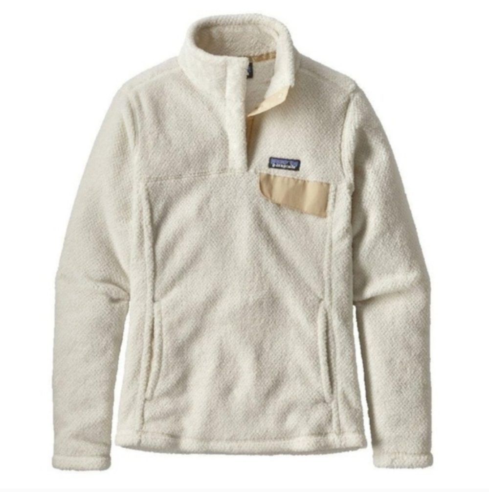 Patagonia Women Re-tool Snap T Fleece Pullover Medium White Raw Linen Fuzzy Sz M - Picture 2 of 10